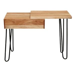 Modern Solid Mango Wood Living Room & Hotel Panel <b>Console</b> <b>Table</b> <b>with</b> Drawer Storage Durable Design and Iron Metal <b>Hairpin</b> <b>Legs</b> - Product Image 3