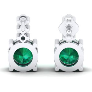 Pendientes de Oro Sólido de 14K con Certificado IGI REYES, con Diamantes y Cierre de Rosca, Corte Redondo, Gema de Esmeralda de 0.72 Quilates - Product Image 4
