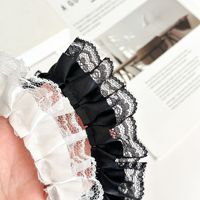 Ruban plissé en satin noir et blanc avec dentelle et volants pour la confection de robes, vêtements, costumes et projets de bricolage (vente en gros)