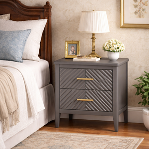 CAIRNDALE Modern Design Wooden Nightstands <b>Bedside</b> <b>Table</b> 2 Drawers Assembled Eco-Friendly Villa Living Room Bedroom Furniture - Product Image 1