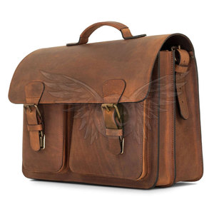 Sac à ordinateur portable décontracté en cuir véritable avec un espace de rangement spacieux pour le bureau et les affaires - Product Image 5