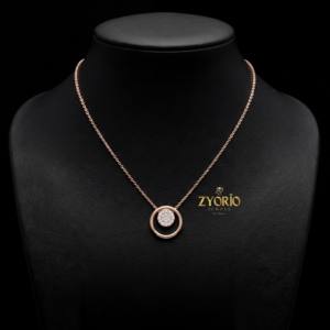 Collier pendentif de luxe élégant en argent sterling 925 plaqué or rose avec diamant, bijoux fins pour femme, cadeau de mariage ou de fête - Product Image 3