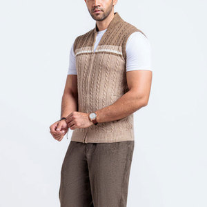 Suéteres casuales de punto con cremallera para hombre, sin mangas, con diseño estampado, en venta. - Product Image 6