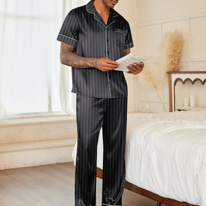Hot Sale Product <b>Silk</b> Satin <b>Pajama</b> Set Top Trendy Design Short Sleeve Button-Up Sleepwear Night Suit With Pockets - Product Image 5