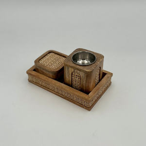 Juego de Incensarios de Madera y Ratán al por Mayor, Incensario Cuadrado de Lujo con Bandeja, Decoración Moderna y Natural para Mesa de Hogar - Product Image 5