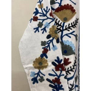 Hand Embroidered <b>Velvet</b> Knitted Cotton <b>Jacket</b> <b>Women</b> Mandarin Collar Full Sleeve Floral Pattern Open Front Prairie Winter/Spring - Product Image 2