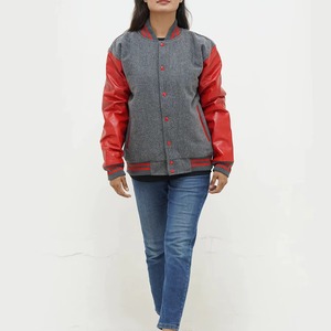 Veste universitaire pour femme, personnalisable, brodée, en mélange de laine avec manches en cuir, vêtement d'extérieur universitaire, service d'échantillons OEM ODM - Product Image 2