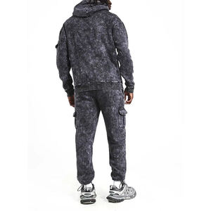 Custom Men Streetwear Acid Wash Tracksuit <b>Set</b> Vintage Heavyweight Cotton Cargo Hoodie and Joggers 2 Piece <b>Sweatpants</b> <b>Set</b> - Product Image 2
