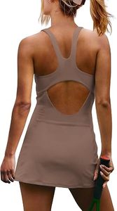 Women's Square Neck Tennis Dress Fitted Sleeveless Solid Color Breathable Sport Apparel Summer Wear - Product Image 4