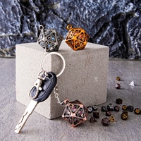 Ensemble de dés polyédriques miniatures en bronze pour D&D avec motif œil de dragon, faits à la main, écologiques, 7 pièces, porte-clés en métal, collier