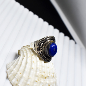 Wholesale Natural <b>Lapis</b> <b>Lazuli</b> 925 Sterling Silver Handmade Oval Blue Gemstone Vintage Boho Signet <b>Ring</b> Custom Bezel Setting - Product Image 5
