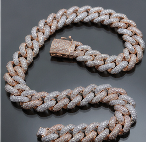Cadena de Eslabones Cubanos Miami de Plata de Ley 925 con Diamantes Personalizados y Moissanita, Estilo Hip Hop, Joyería Fina de Alta Calidad - Product Image 1