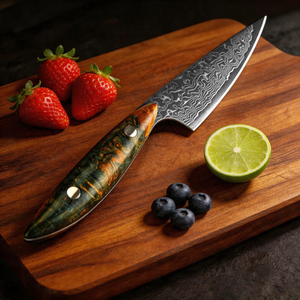 Damascus Steel Sharp Pro Kitchen Chef Knife for Fruit Peeling,with Stabilized Wooden Handle - Product Image 1