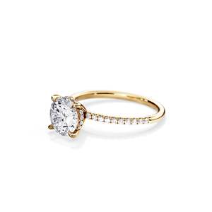 Women's 14K Gold plated Round Brilliant Cut Diamond Engagement Ring Prong Setting floral Style - Product Image 3