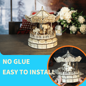 Puzzle 3D in Legno del Parco Musicale, Kit di Montaggio Fai-da-Te, Carosello con Carillon, Regalo per Festività, Compleanni e Natale - Product Image 5