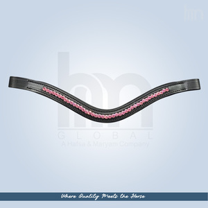 Diadema para Caballo de Cuero Acolchado de Neopreno, Estilo Swarovski, Color Rosa, con Cristales, Diseño Ondulado, para Exteriores - Product Image 3