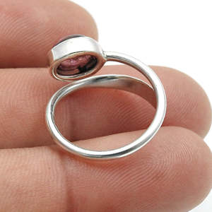 Natural Oval Cut Pink Tourmaline Gemstone <b>Ring</b> In Classics <b>Adjustable</b> Design New Arrival 925 Sterling <b>Silver</b> Bohemian Jewelry - Product Image 4