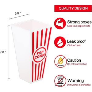 Contenitori Classici per Popcorn a Strisce Rosse e Bianche, Scatole in Plastica per Serate Cinema, 20 cm di Altezza x 9,7 cm di Larghezza, Confezione da 16 - Product Image 3