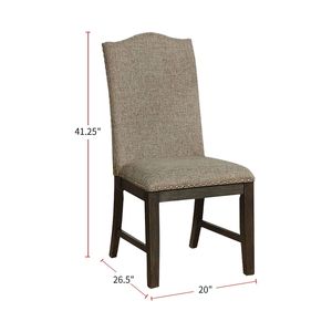 Espresso Warm Gray Solid Wood Dining <b>Chairs</b> Transitional Set of 2 Nail Heads Fabric Upholstered <b>Padded</b> Seat Rustic Kitchen Style - Product Image 5