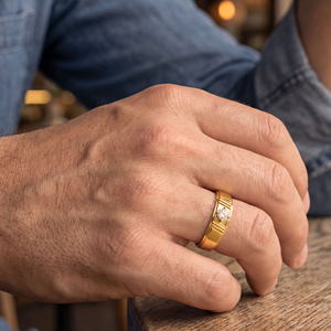 Anillo Solitario de Diamantes Redondos en Oro Amarillo de Alta Calidad para Hombre, Elegante Anillo de Boda, Joyería de Lujo para Aniversario, Venta al Por Mayor - Product Image 2