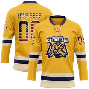 Maillot de hockey personnalisé unisexe pour adulte, col en V, sublimé, anti-humidité, uniforme de hockey sur glace, entraînement, 100% polyester - Product Image 2