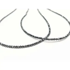Cuentas Facetadas de Diamante Negro en Forma de Rondelle de 1.8-2.4 mm, Hilos de 15 Pulgadas para Collares de Moda con Cuentas - Product Image 4