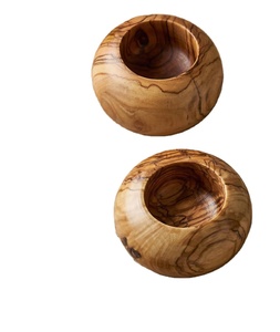 Porte-bougie rond en teck naturel fait à la main, design minimaliste, décoration de Noël, de Pâques, décoration de la maison, décoration de table - Product Image 6