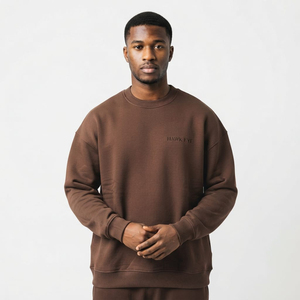 Sweat-shirt pour homme avec logo personnalisé, sweat-shirt à épaules tombantes surdimensionné pour homme, sweat-shirt en coton à col rond pour homme - Product Image 3