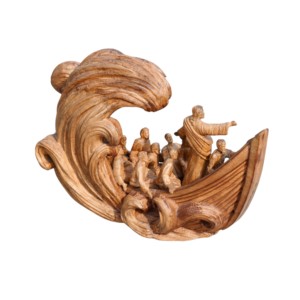 Escultura Artesanal de Jesús y sus Discípulos en Barco, Decoración Religiosa de Madera Hecha a Mano para el Hogar, Artesanía Cristiana con Grabados - Product Image 2