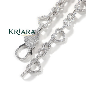 Collar de Plata S925 con Baño de Rodio para Mujer, con Diamantes Cultivados en Laboratorio en Forma de Corazón, con Cadena y Engaste Pavé, Joyería Romántica para Boda - Product Image 2