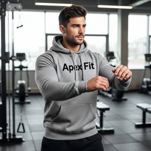 Sudadera con Capucha Premium para Hombre, Invierno, Gimnasio, Logotipo Personalizado, Felpa, Mezcla de Algodón de Alta Calidad, Sudadera Deportiva, Teñido en Prenda, Secado Rápido - Product Image 6