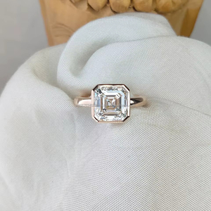 Élégante bague en diamant taille Asscher en or rose |   Éclat vintage inspiré du style Step Cut |   Bijoux de mariage raffinés et luxueux pour elle - Product Image 1