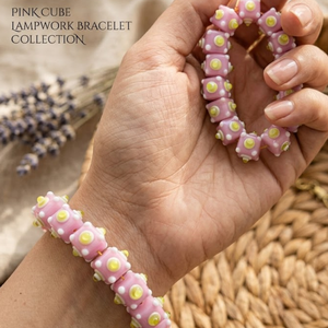 Perles en verre soufflé à la main, rose vif, 12 mm, entre les trous, pour la fabrication de bracelets, colliers, boucles d'oreilles et la création de bijoux. - Product Image 4