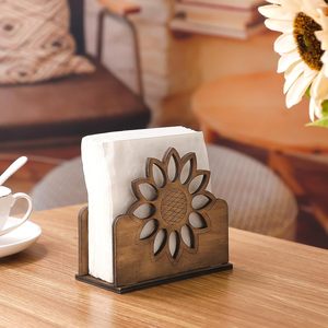 2 Pcs Vintage Wooden Sunflower Napkin Holder & Dispenser with Anti-Slip Bottom for Dining Room Kitchen Table & Countertop Decor - Product Image 5