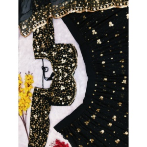 Lehenga Choli Negro Bordado de Diseño Heera Creation, Talla M, para Bodas, Hecho de Poliéster - Product Image 4