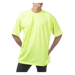 เสื้อยืดผู้ชายสีเหลืองนีออน แห้งเร็ว แขนสั้น คอกลม ทรงปกติ สวมใส่สบาย ผ้าเจอร์ซีย์ โพลีเอสเตอร์ 100% สีพื้นเรียบ - Product Image 1