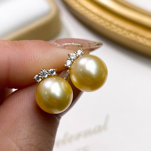 Luxurious Retro 7-8mm Freshwater <b>Pearl</b> <b>Earrings</b> Strong Light Niche Design Natural Diamond Elegant 7-8mm Freshwater <b>Earrings</b> - Product Image 2