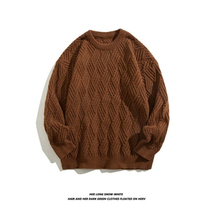 Pull en tricot blanc pour homme 2026 avec motif géométrique de Noël, manches longues, pull d'hiver - Product Image 2