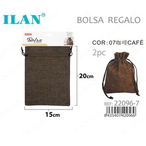 Sacchetto regalo Iln 15x20 cm marrone caffè con coulisse per regali - Product Image 1