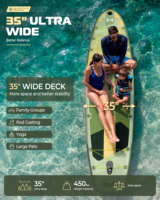Planche de paddle gonflable ultra-large personnalisable de 35 pouces, stabilité accrue, 11'6, charge élevée 450 lbs, qualité professionnelle, vente en gros d'usine