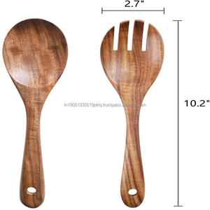 Juego de Cubiertos de madera de acacia personalizados de la mejor calidad de 2 utensilios de cocina de madera pulida para uso de café y té para fiestas - Product Image 6