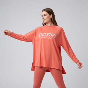Camiseta Deportiva de Manga Larga para Mujer, Estilo Túnica, Corte Holgado, Tejido Jersey Ecológico, Transpirable y de Secado Rápido, Ideal para Yoga, Gimnasio y Running - Product Image 1