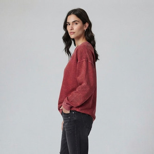 Chemise décontractée vintage pour femme en toile de coton à coupe classique, col rond, délavée à l'acide, respirante, écologique, idéale pour l'été - Product Image 3