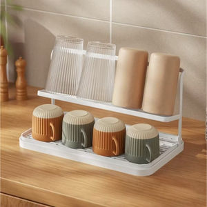 Estante de Almacenamiento de Vasos de 2 Niveles, Escurridor de Vasos, Organizador de Encimera de Cocina, Ahorro de Espacio, Soporte para Tazas y Vasos - Product Image 1