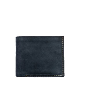 Portefeuille pour homme en cuir véritable bleu marine, rétro, à double pliage, organisateur de cartes multiples, porte-monnaie avec fenêtre transparente pour carte d'identité, poche à boutons pour pièces de monnaie, porte-monnaie masculin - Product Image 1