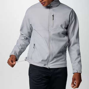 Chaqueta de Forro Polar Gris Claro para Hombre, Cuello Alto, Cierre de Cremallera, Resistente al Viento, Informal, para Otoño, Corte Regular, Color Sólido, Exterior de Poliéster - Product Image 5