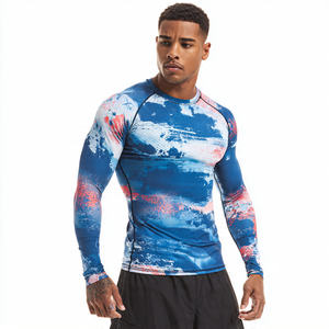 Maillot de bain de plage à sublimation pour homme, T-shirt de compression à manches longues, Haut de sport pour homme - Product Image 1