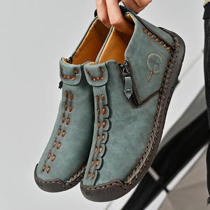 Bottes pour hommes, nouvelle collection automne-hiver, grandes tailles, à enfiler, montantes, semelle extérieure en caoutchouc, décontractées pour l'extérieur, avec coutures artisanales - Product Image 5