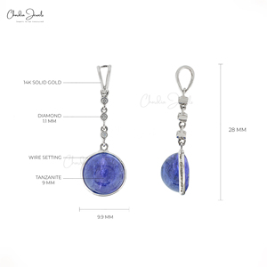 Articles les plus vendus : Ensemble de fils de 9 mm, pendentif Tanzanite suspendu avec pendentif goutte en diamant en or blanc fin 14 carats, fournisseur en gros de premier plan - Product Image 3