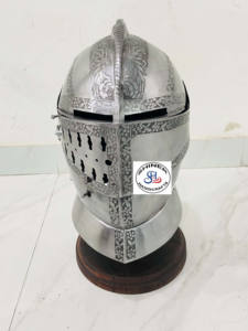 Casco Cerrado Europeo de Caballero Medieval, Casco de Batalla de Emperador Medieval, Casco Integral de Caballero de Acero 18ga con Soporte de Acero de Calibre 18 - Product Image 5